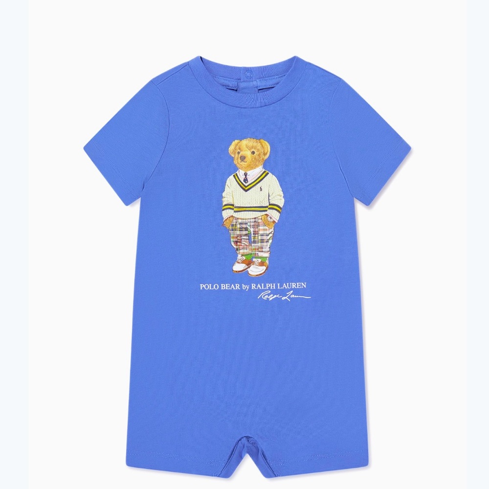 ⭐️Polo Ralph Lauren Polo Bear blue baby romper 9 months